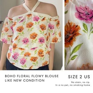 Boho floral halter blouse - size 2